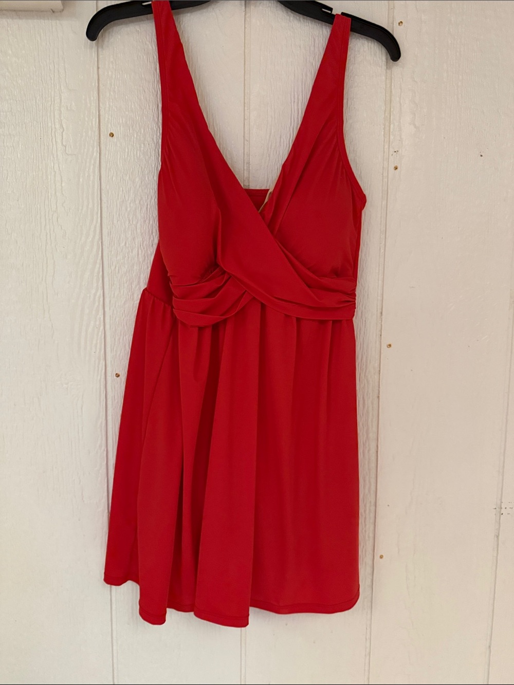Lands' End Red Sleeveless Wrap-Front Swimsuit